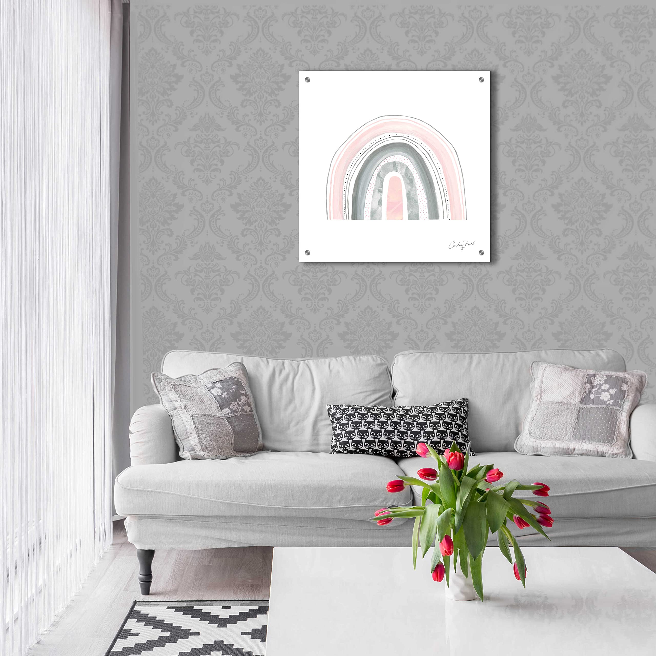 Boho Rainbow VII by Courtney Prahl - 24x24 Inch Acrylic Glass Wall Art Painting, Modern Abstract Rainbow Home Decor for Living Room, Bedroom & Office
