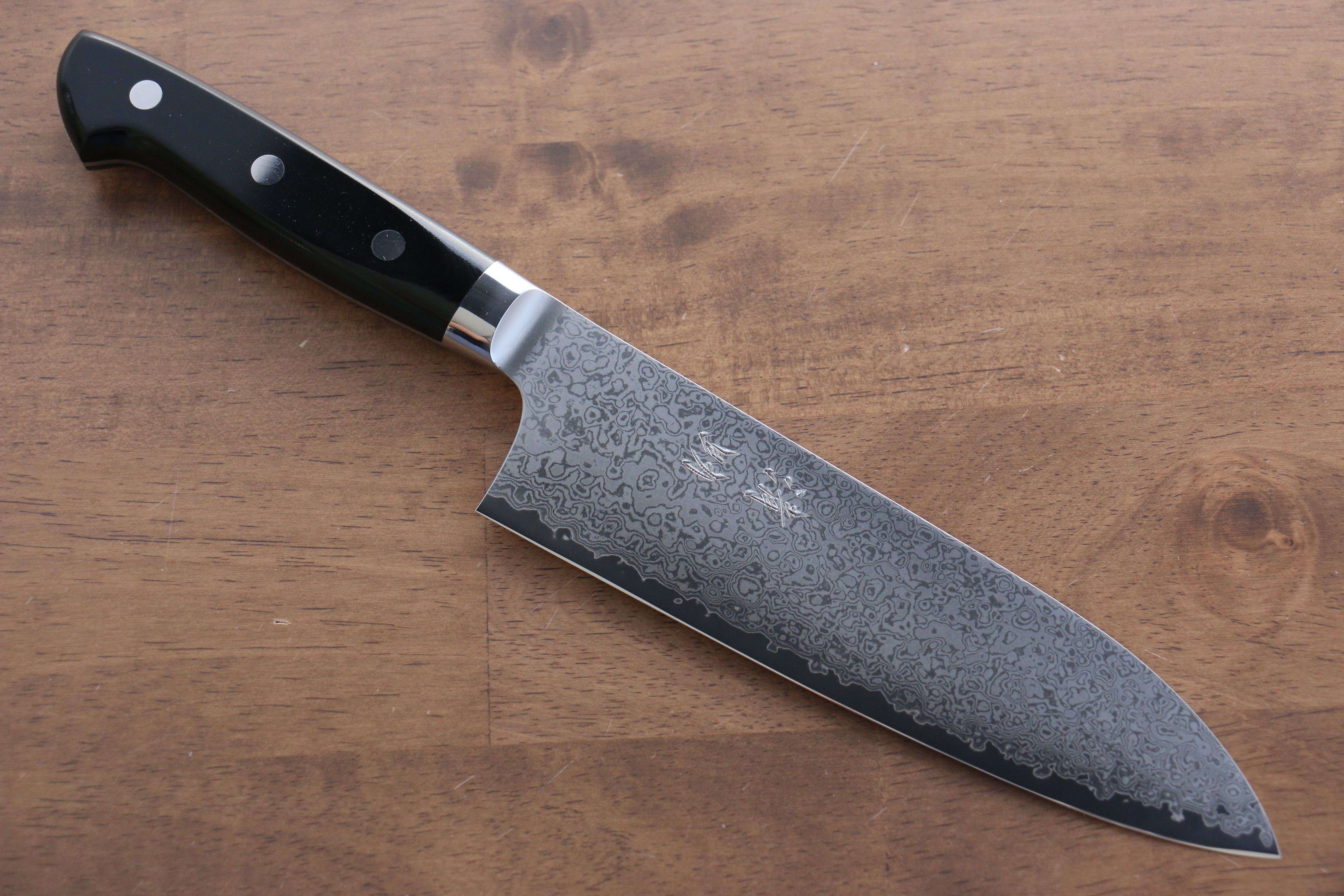 Premium Seisuke VG10 33-Layer Damascus Santoku Knife 170mm with Micarta Handle - Perfect for Slicing, Dicing & Chopping Vegetables, Meat & Fish