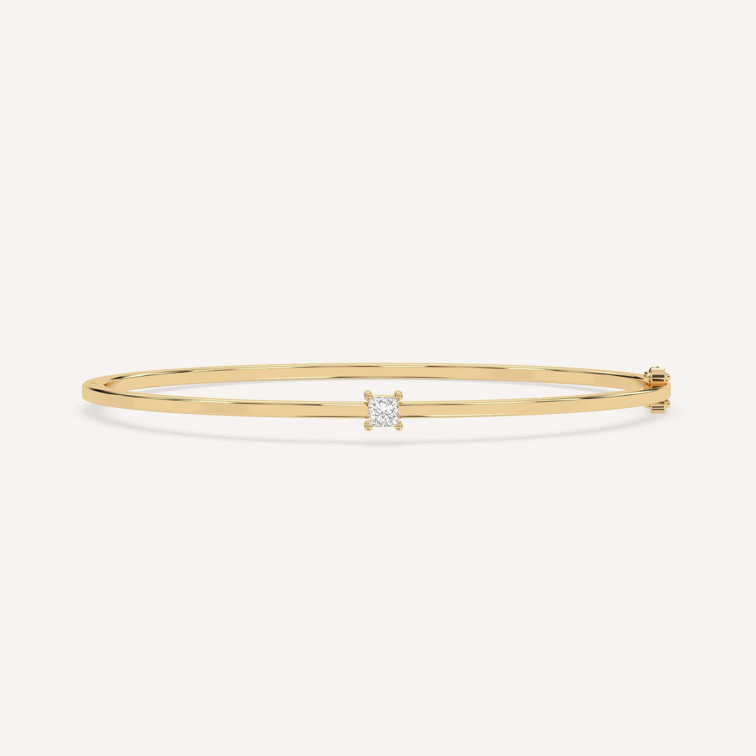 1/4 Carat Princess Cut Diamond Solitaire Bangle Bracelet for Women - Elegant Jewelry Gift for Anniversary, Wedding & Special Occasions