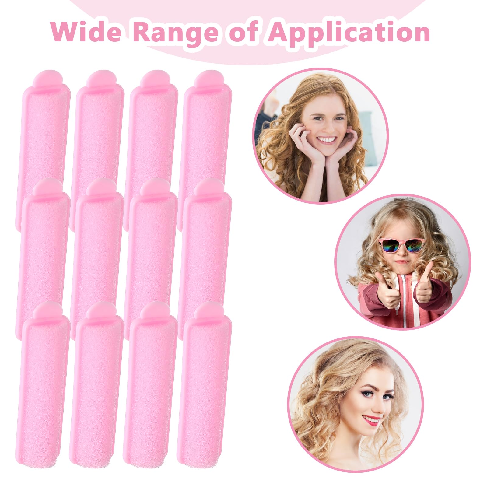 14pcs Soft Foam Hair Rollers for Heatless Curls - 2.67 Inch Sponge Rollers for Fine & Thin Hair - Safe Overnight Sleeping Curlers for Women & Kids - Perfect for Long & Short Hair Styling (Pink) - Great for Home, Salon & Travel Use
