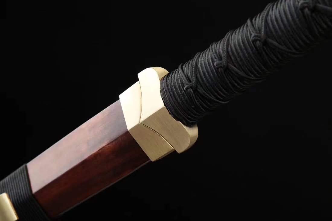 Handmade Han Jian Chinese Sword - Folding Steel Blade, Rosewood Scabbard with Brass Fittings - Traditional Martial Arts Weapon for Collectors & Display