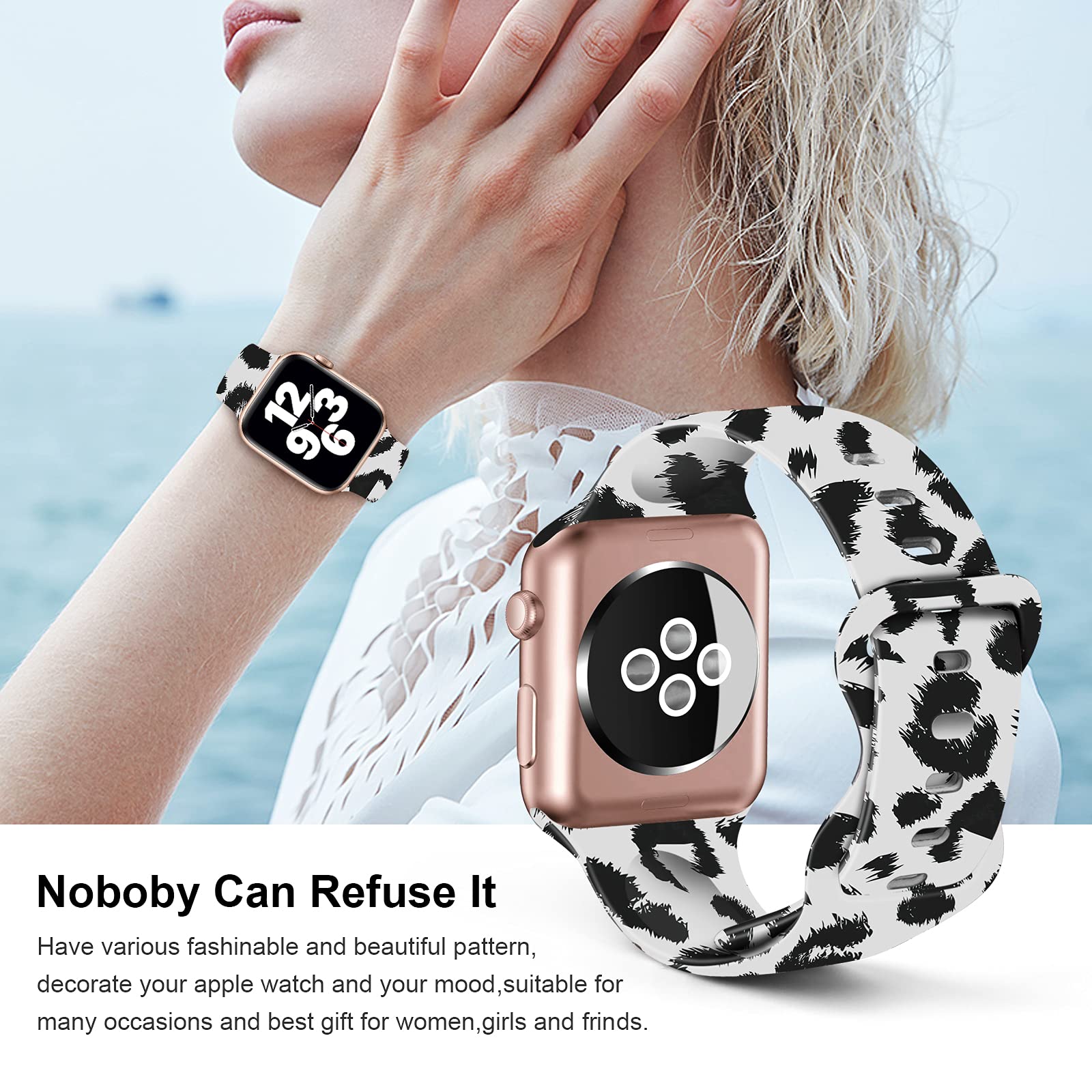 Soft Silicone Apple Watch Bands 38mm 40mm 42mm 44mm - Sport Replacement Strap for iWatch Series 6/5/4/3/2/1/SE - Breathable Comfortable Wristband for Men & Women - Perfect for Running, Gym & Daily Wear