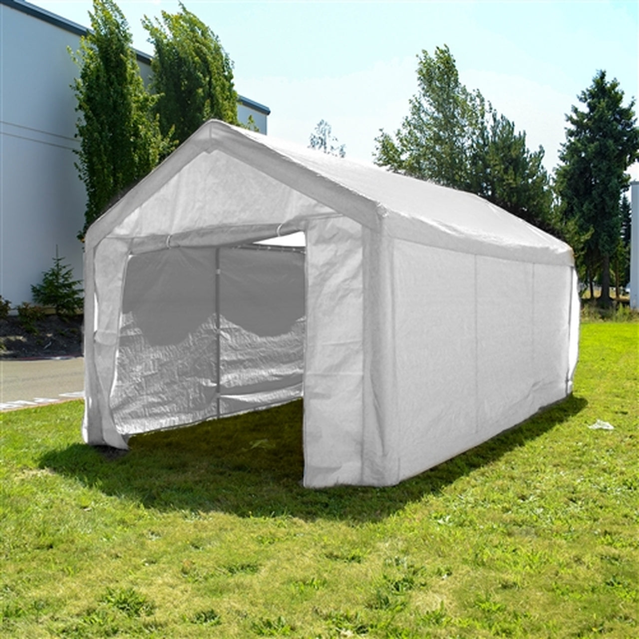 Heavy Duty 10x20 FT Aleko Outdoor Carport Canopy Tent - White - Perfect for Vehicle Shelter, RV Cover, and Outdoor Storage