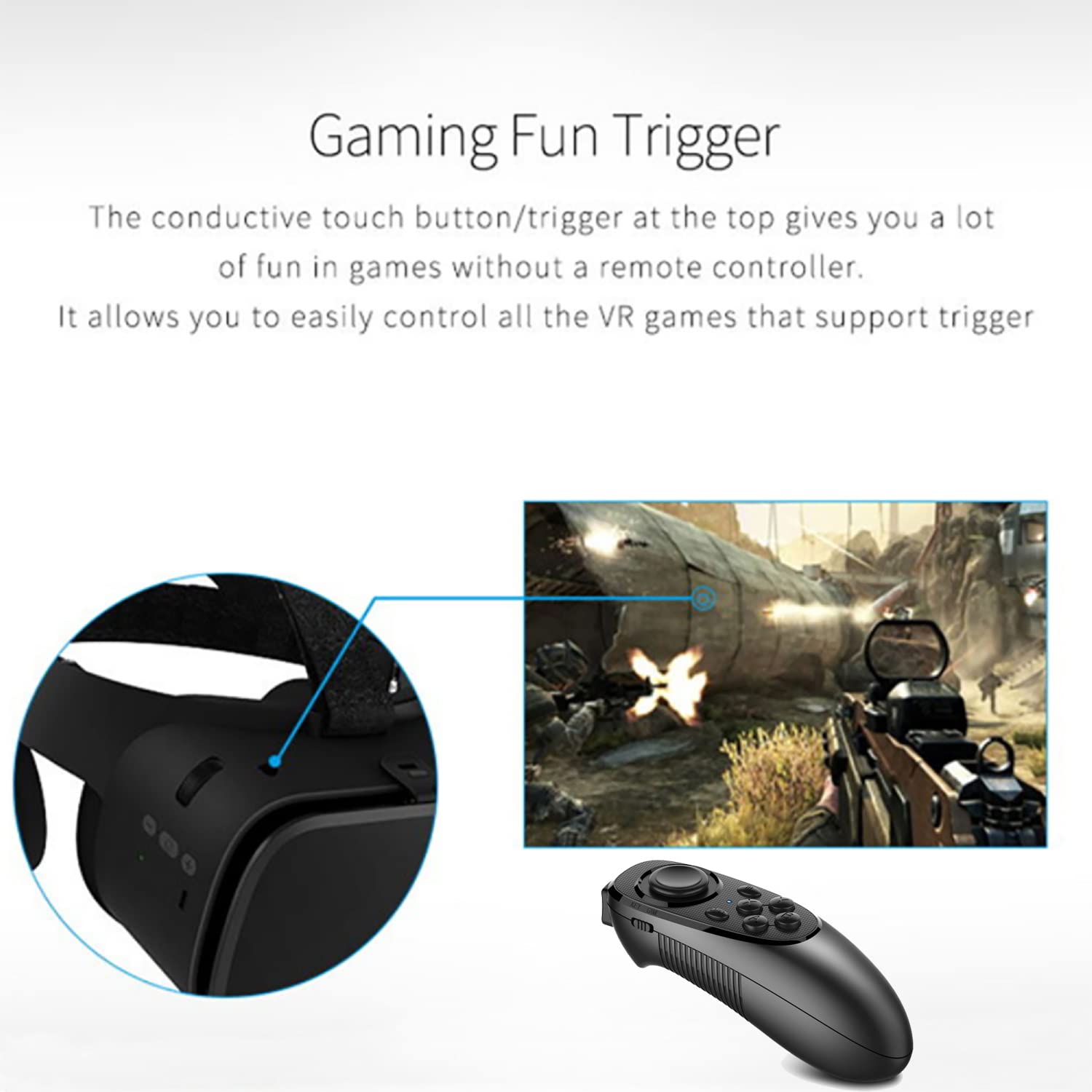 Best VR Headset for iPhone & Android - 3D Virtual Reality Glasses with Bluetooth Headset & Remote Controller | Immersive Gaming & Movie Experience (Black)