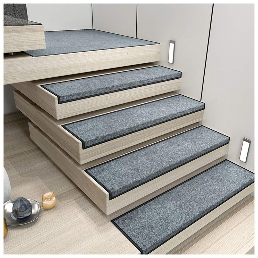 ZENGAI Non-Slip Stair Tread Mats - Set of 5 European Style Stair Carpets (26x75cm) - Grey Blue Stair Runner Rug for Home Safety & Decor - Perfect for Wooden, Tile or Concrete Stairs