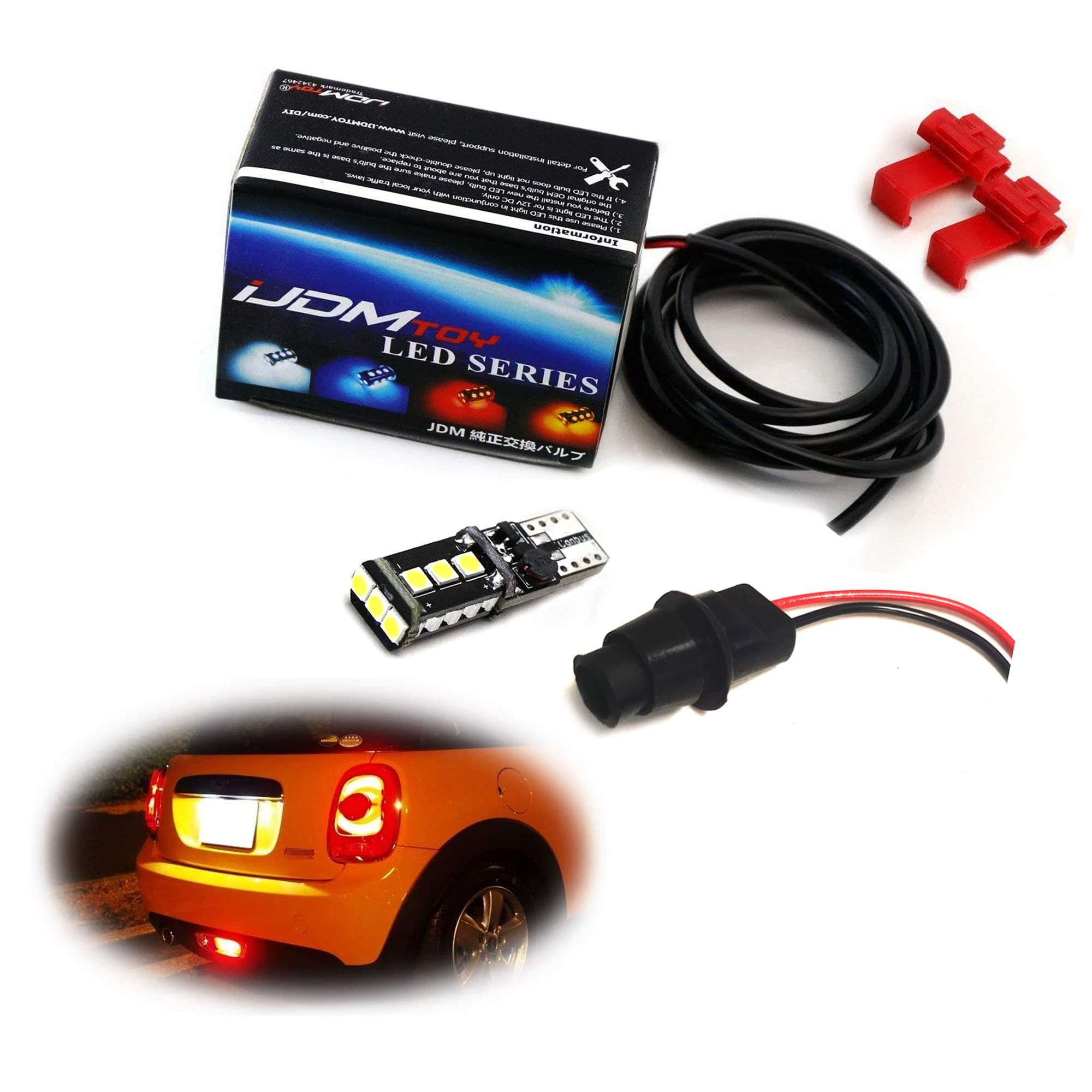 921 W16W LED Replacement Bulb with Rear Fog Lamp Enable Adapter - Compatible with MINI Cooper - Bright & Energy Efficient Upgrade for Tail Lights, Brake Lights & Fog Lights