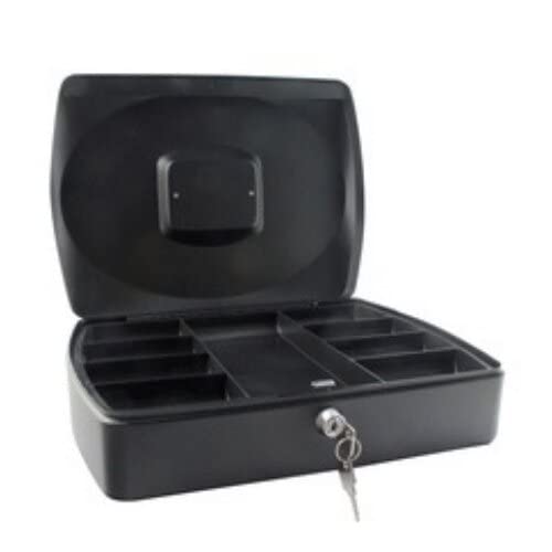 10 Inch Black Cash Box with Key Lock - Secure Money Storage for Small Businesses, Events, and Home Use