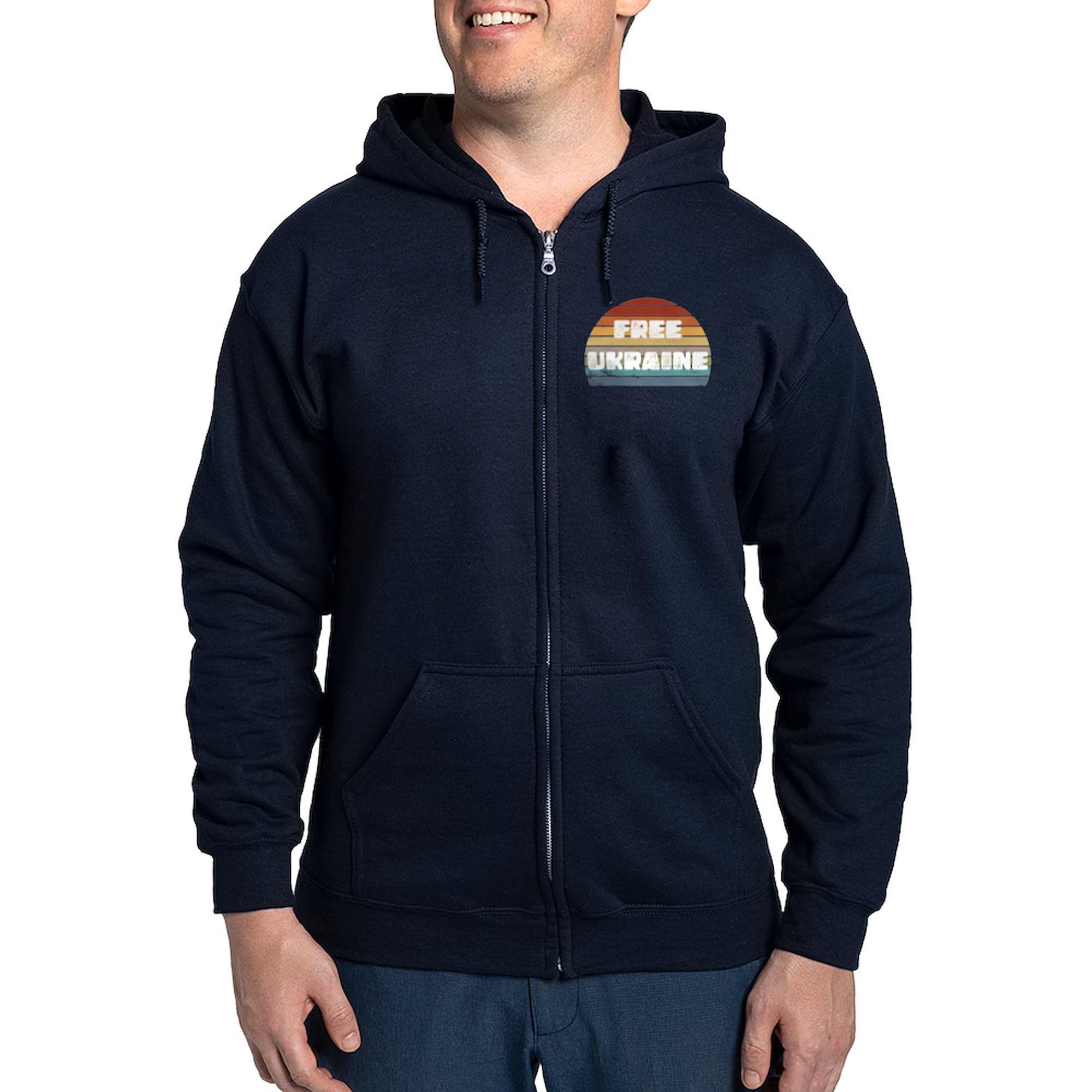 Free Ukraine Men's Zip Up Hoodie - Dark Zip-Up Hooded Sweatshirt for Men | Casual Wear, Street Fashion & Protest Support