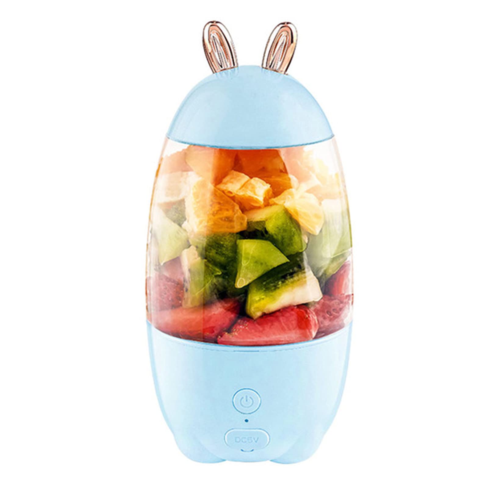 330ml Portable USB Rechargeable Blender - Rabbit Design Fruit Juice Mixer Cup for Smoothies, Shakes & Healthy Drinks | Perfect for Home, Office & Travel | Blue