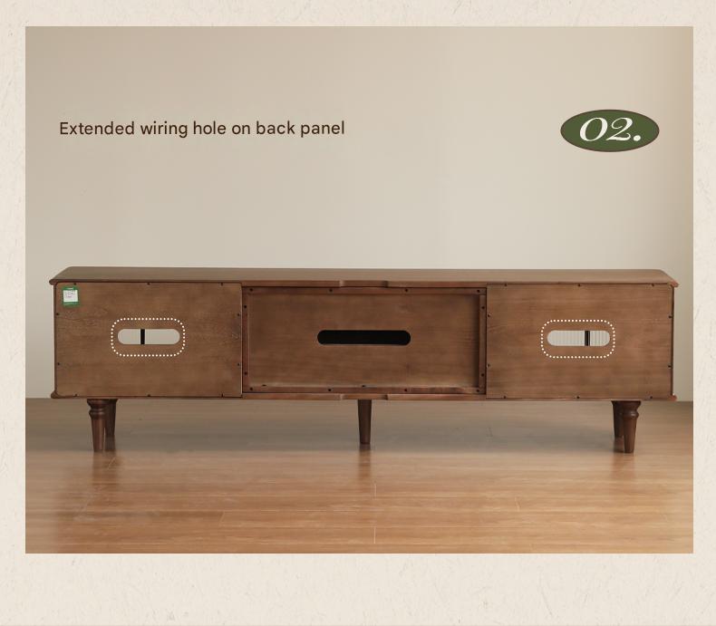 Solid Black Walnut Wood Retro TV Stand - Vintage American Style TV Cabinet for Living Room, Bedroom & Home Theater