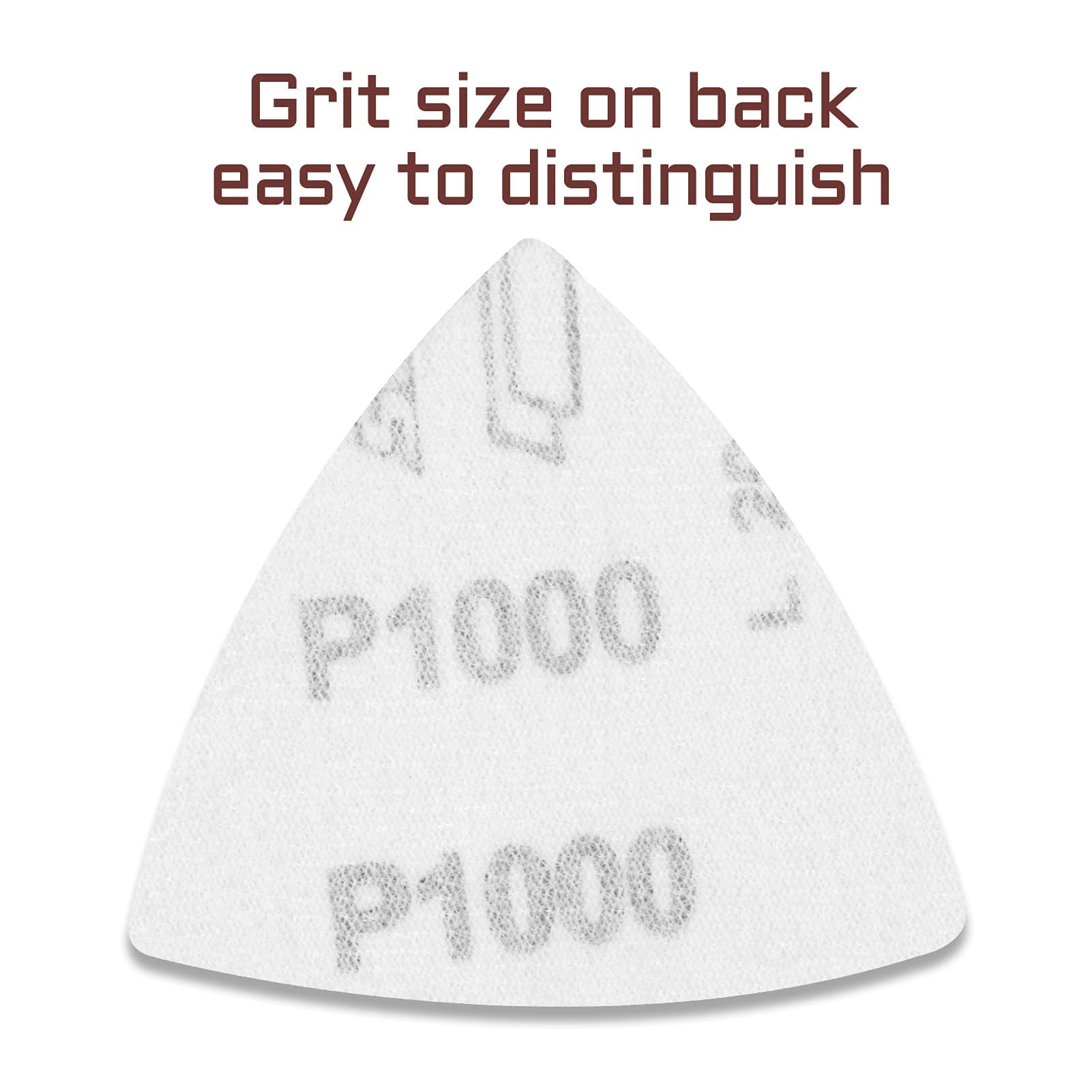 30 Pcs 3-1/8 Inch (80mm) Triangular Hook & Loop Sanding Pads - 1000 Grit No Hole Oscillating Multitool Sandpaper for Wood, Metal Polishing & DIY Projects - Perfect for Detail Sanders, Furniture Refinishing & Craft Work