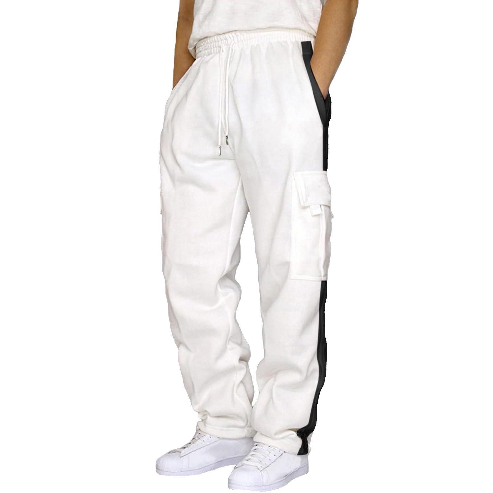 AMDBEL Men's Big & Tall Cargo Jogger Pants - Elastic Waist with Drawstring, Heavyweight Sweatpants for Casual Wear & Outdoor Activities | Perfect for Hiking, Workouts & Everyday Comfort