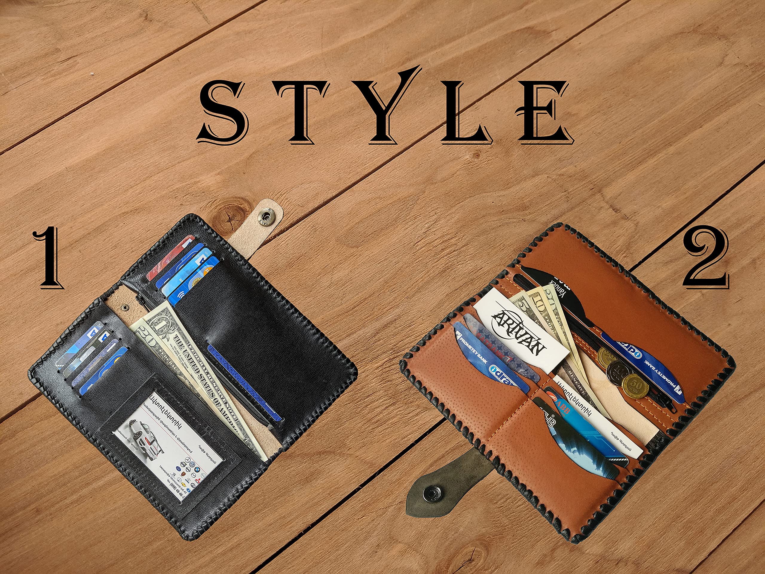 Handmade 3D Carved Genuine Leather Wallet for Men - Biker Style Long Wallet with Custom Bear Design - Personalized Hand-Painted Leather Carving Gift for Dad, Husband, Boyfriend - Perfect for Motorcycle Riders, Outdoor Enthusiasts & Western Style Lovers