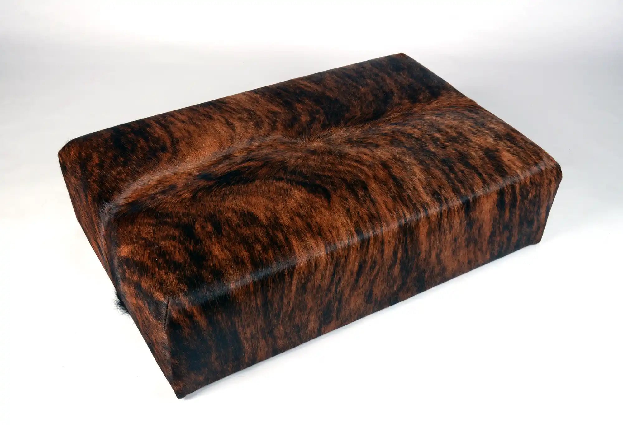 Premium Cowhide Ottoman - Low Rectangle Pouf with Smooth Glides (43