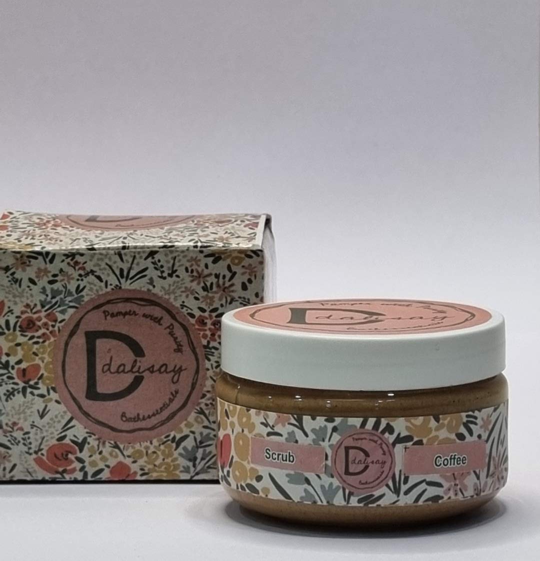 Dalisay Coffee Scrub for Full Body - 100% Pure Organic Coffee Grounds Exfoliator for Smooth Skin | Face & Body Scrub for Dry Skin, Cellulite & Stretch Marks | Spa Quality Skincare Treatment at Home
