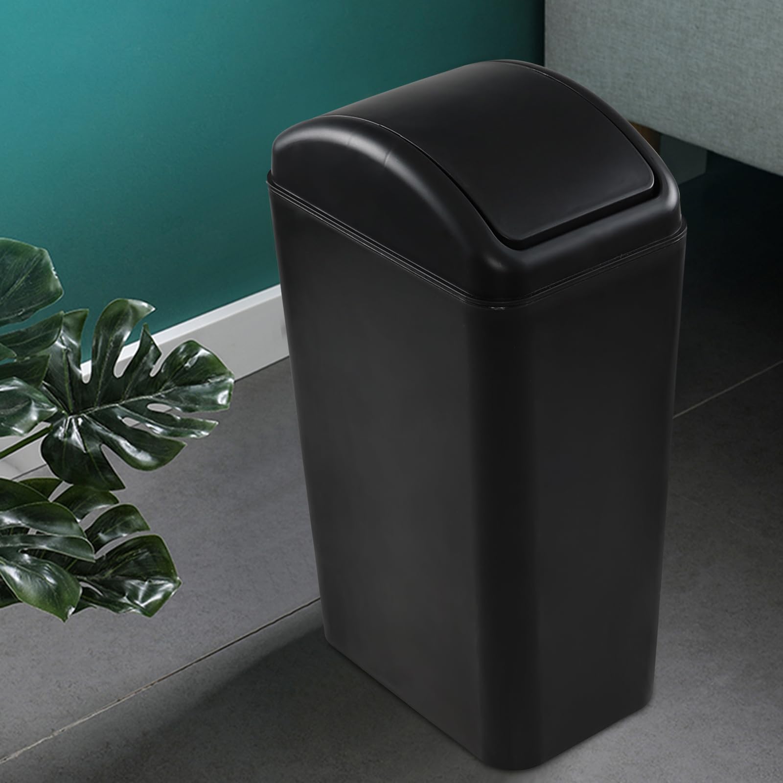 2 Pack 12L Plastic Swing Lid Trash Cans - Small Waste Bins for Bathroom, Bedroom, Office & Kitchen - Odor-Proof & Space-Saving Garbage Containers for Home & Office Use