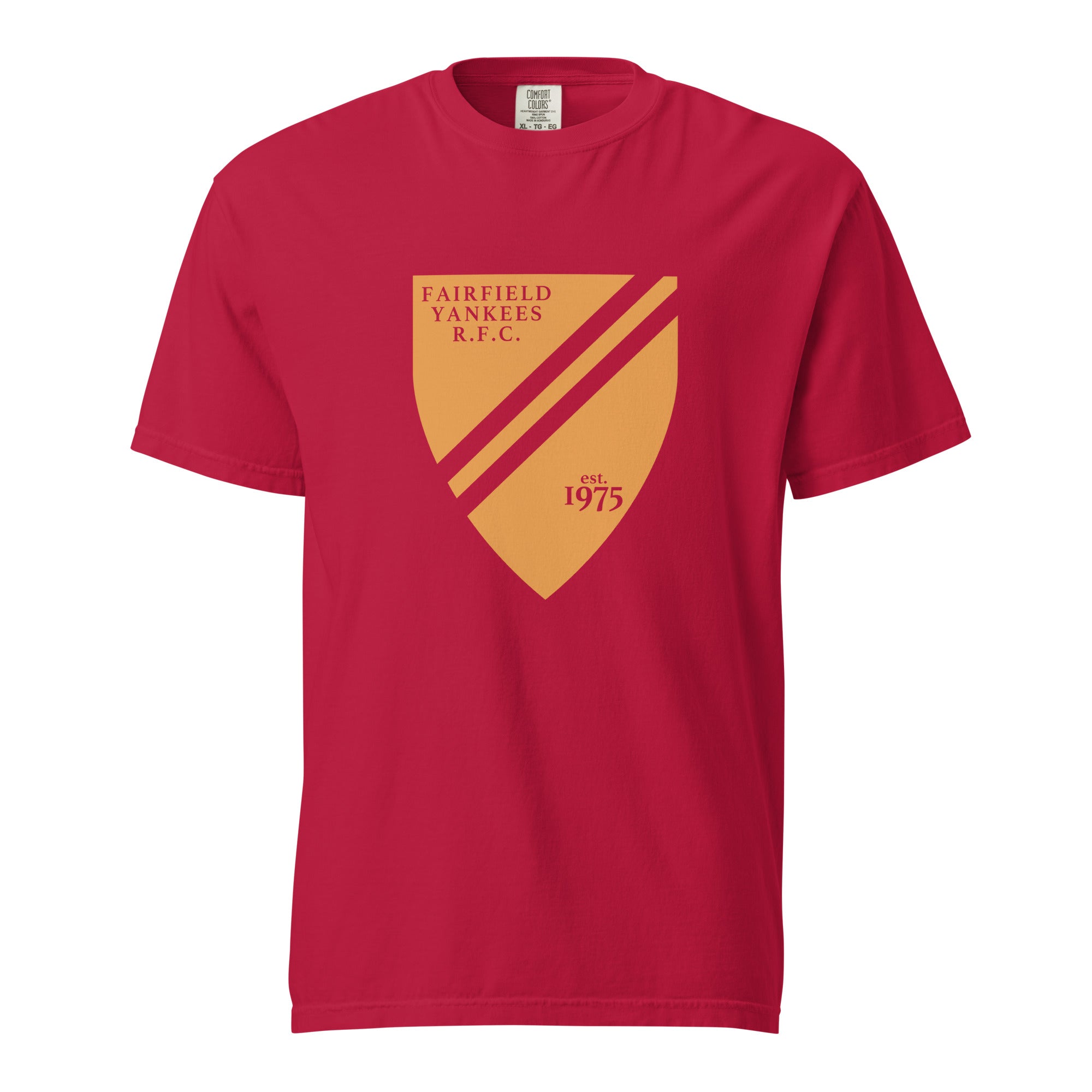 Fairfield Yankees RFC Garment Dyed Cotton T-Shirt - Vintage Washed Soft Crewneck Tee for Men | Casual Wear, Sports Fan Apparel, Everyday Outfits