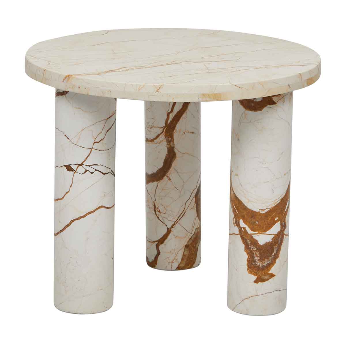 Amara Round Leg Marble Side Table - Modern Accent End Table for Living Room, Bedroom & Office - Durable Marble Top with Sturdy Metal Base