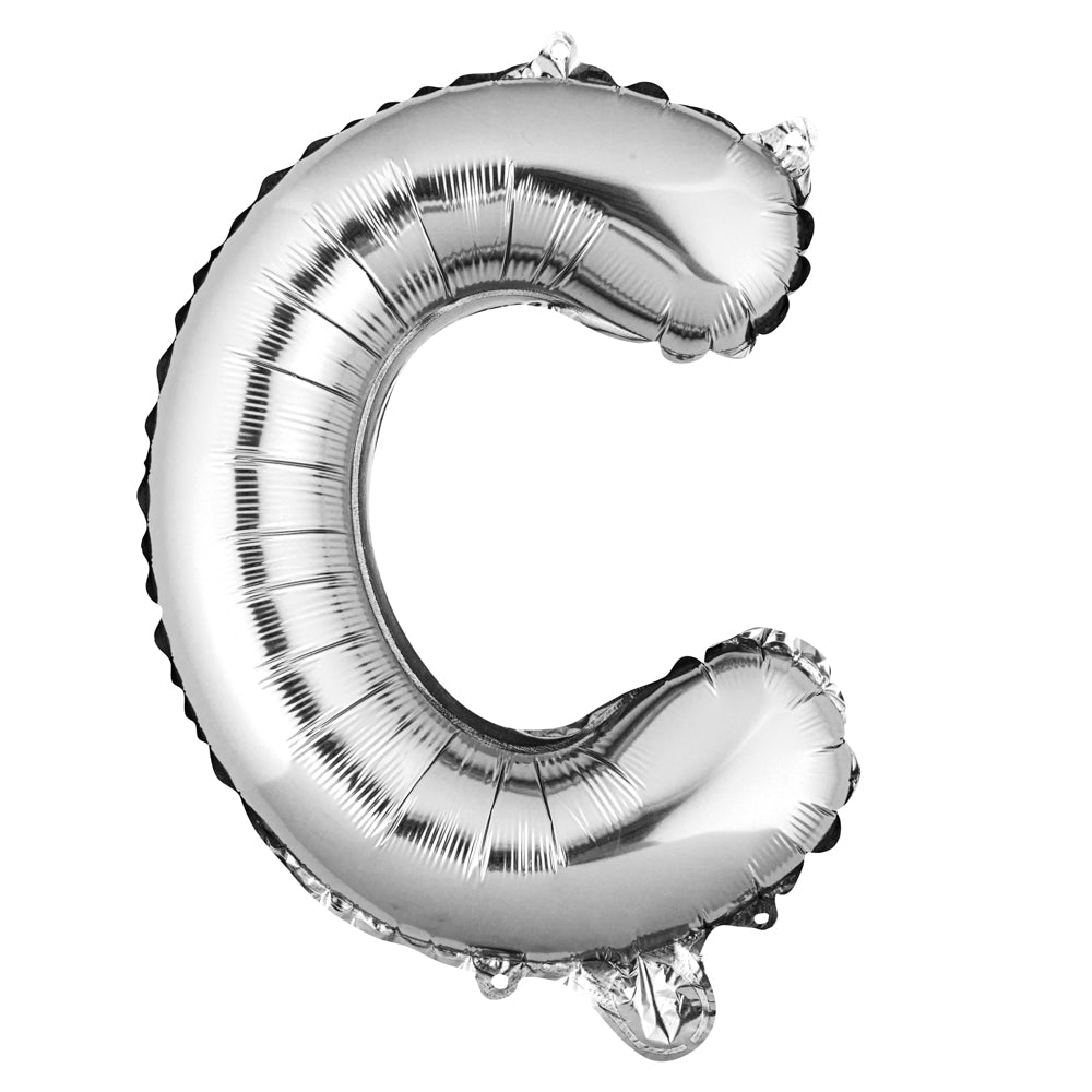 Balloonify Silver Mylar Letter C Balloon - 16 Inch Large Foil Alphabet Balloon for Birthday Parties, Baby Showers & Wedding Decorations (1 Count)