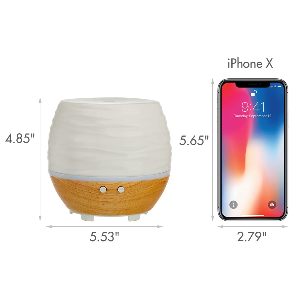 Ellia Ascend Ultrasonic Aroma Diffuser - Premium Ceramic & Wood Essential Oil Diffuser with Natural Aroma, Humidifier, Night Light | 6-Hour Runtime & Essential Oil Starter Kit | Perfect for Home, Office, Yoga & Spa Relaxation