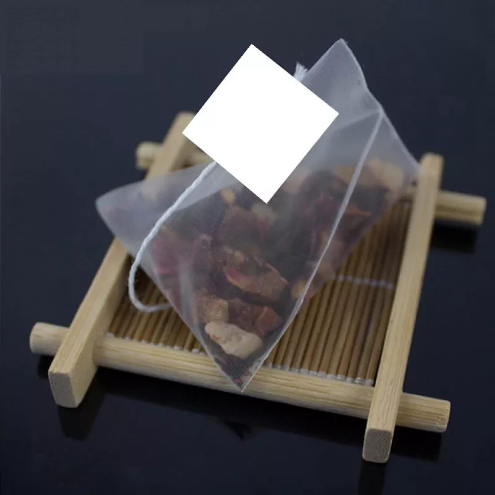 100Pcs Pyramid Tea Bag Filters - Nylon Empty Tea Bags with Single String & Label for Loose Leaf Tea | Perfect for Home Brewing, Gift Packaging & Tea Business Supplies