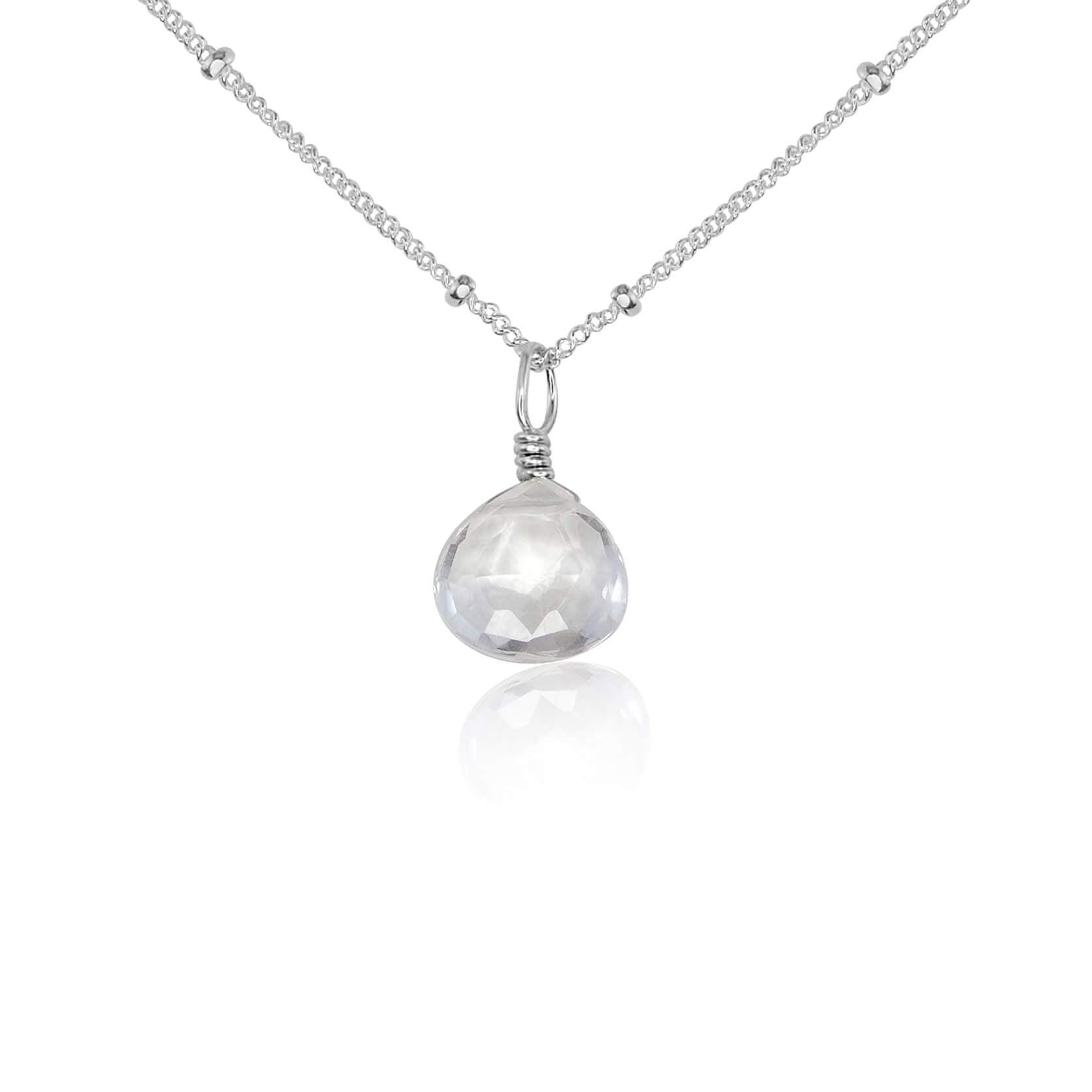 Elegant Tiny Crystal Quartz Teardrop Pendant Necklace - Dainty Healing Stone Jewelry for Women, Perfect for Everyday Wear, Gifts & Spiritual Healing
