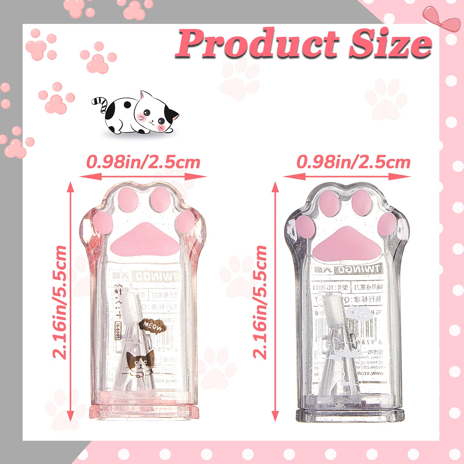 Cute Cat Paw Pencil Sharpener - 4pcs Kawaii Manual Sharpeners for Office & School Supplies (Pink/Grey) - Perfect for Students & Artists