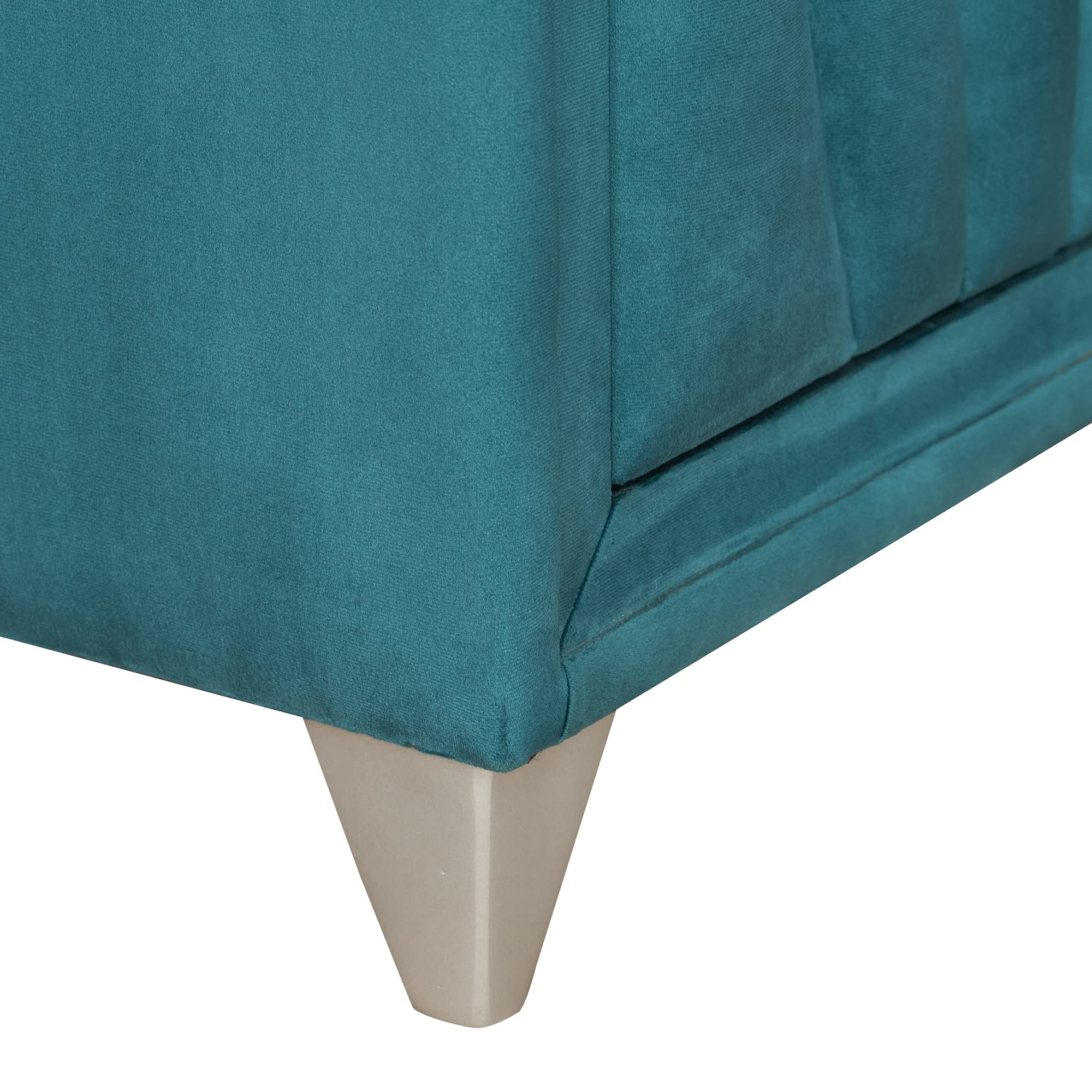 Luxury Upholstered Wooden Nightstand with 2 Drawers - Velvet Fabric & Glass Top End Table for Bedroom, Living Room, Hallway - Blue & Glass Design | Perfect for Bedside Storage, Home Decor & Small Space Organization