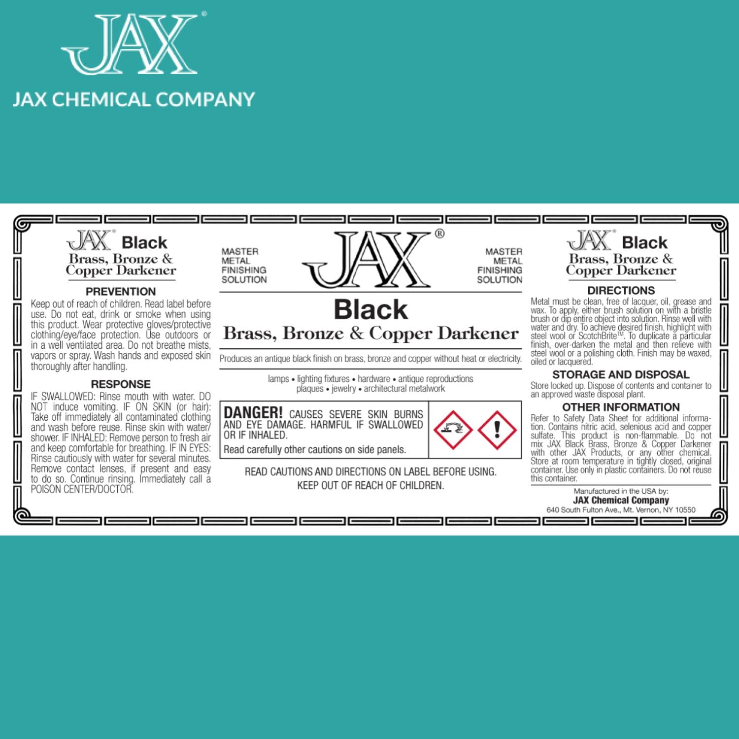 JAX Black Darkener Metal Finishing Solution - 2oz Antique Patina for Metal Without Heat or Electricity - Perfect for Jewelry Making, Knife Blackening & DIY Metal Crafts