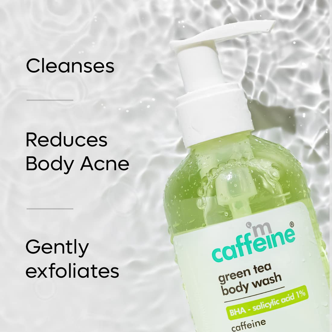 mCaffeine 1% Salicylic Acid BHA Body Wash for Acne & Dark Spots - Exfoliating Shower Gel for Body & Back Acne Treatment - Daily Use for Men & Women (200ml) - Perfect for Sensitive Skin & Post-Workout Cleansing