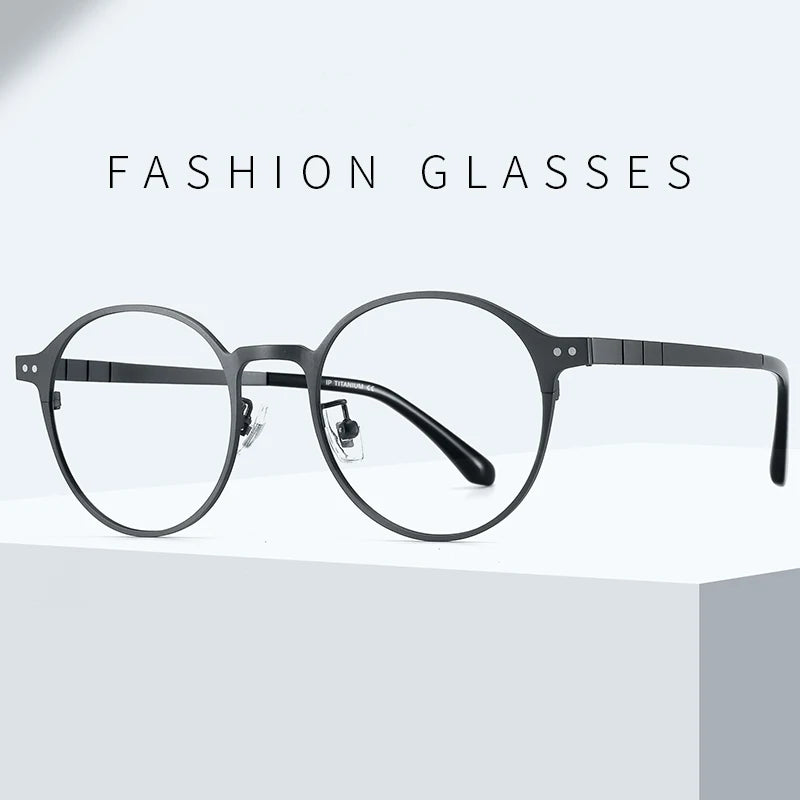 Bclear Unisex Full Rim Round Titanium Eyeglasses Frame - Lightweight Durable Glasses for Men & Women - Perfect for Reading, Driving & Everyday Use