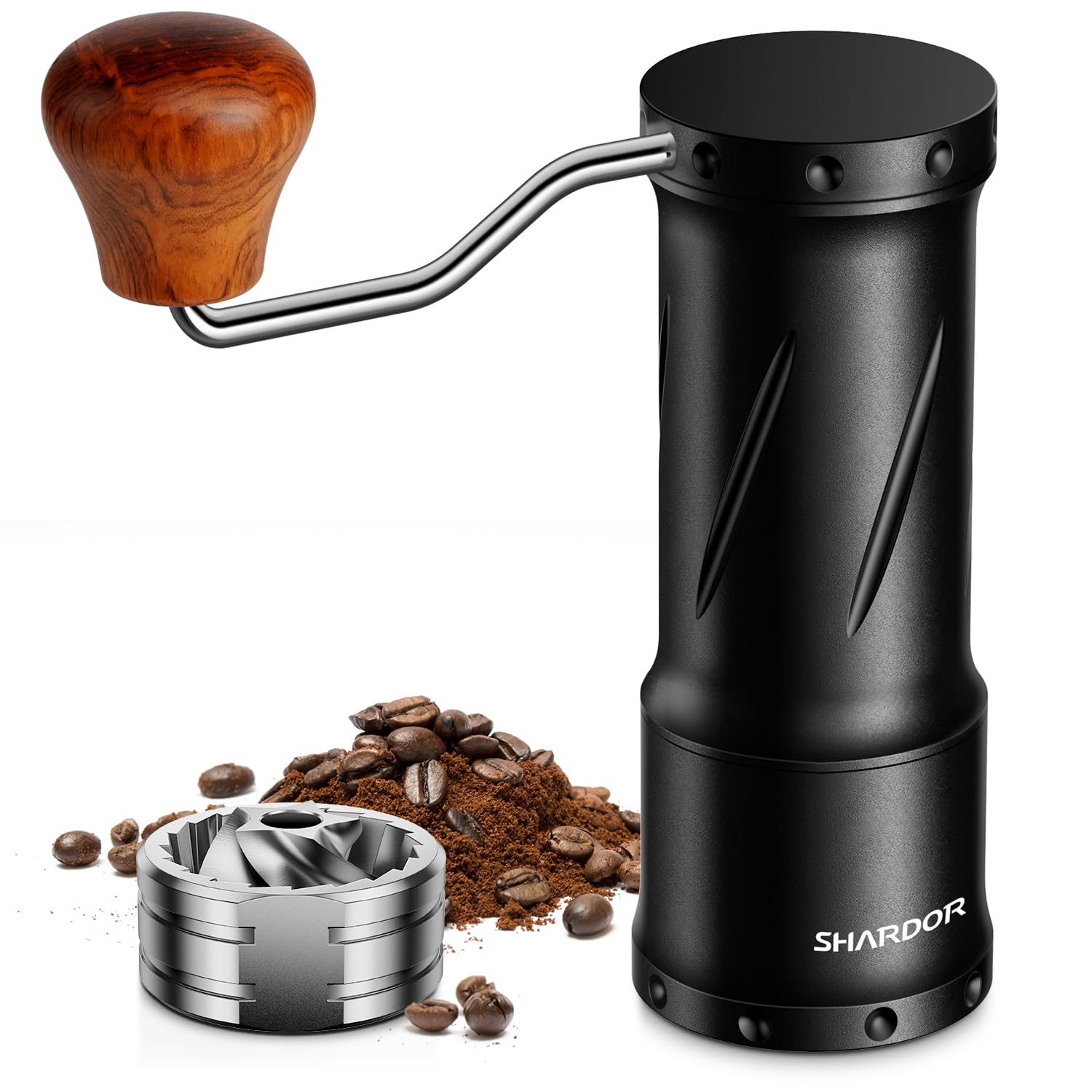 SHARDOR Professional Manual Coffee Grinder - 420 Stainless Steel Conical Burr, Adjustable Coarseness, 1.06oz Large Capacity for Espresso, French Press, Pour Over & Cold Brew at Home or Office
