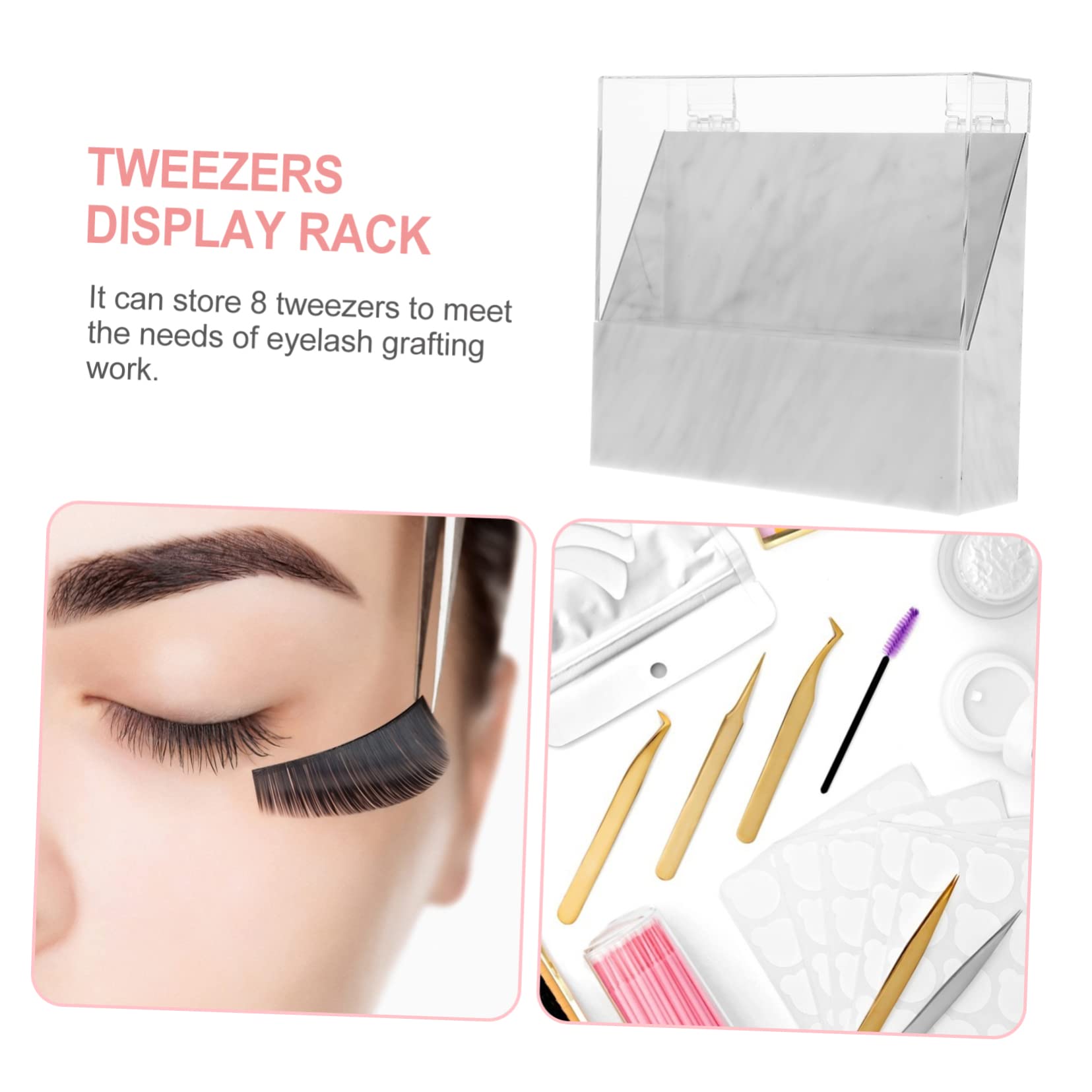 Professional White Eyelash Tweezer Holder with Lid - Double Color Bowls Makeup Storage Box for Lash Extensions Supplies | Perfect for Salon, Spa & Home Makeup Organization