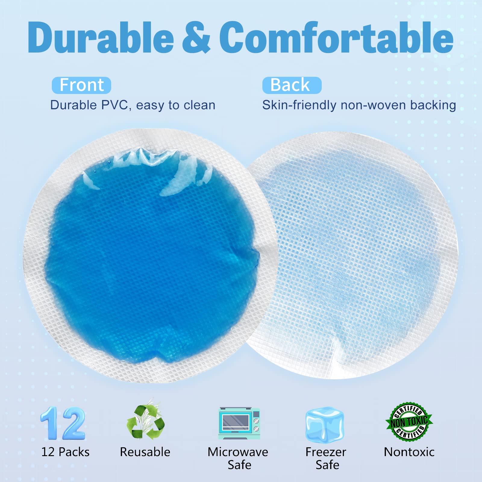 Reusable Ice Packs for Injuries - 12 Pack Soft Small Gel Ice Packs for Kids & Adults | Cold Compress for Pain Relief, Swelling, Wisdom Teeth, Face, Breast, Allergies & Small Wounds | Perfect for First Aid, Sports Injuries & Post-Surgery Recovery
