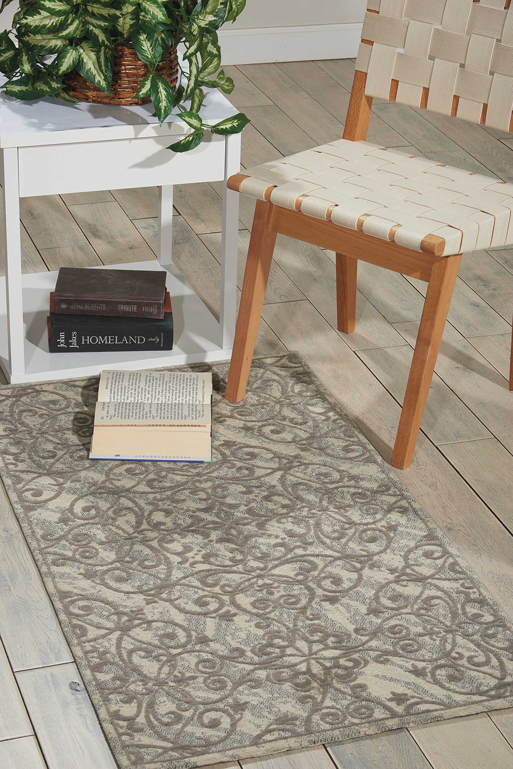 Nourison Damask Vintage Ivory/Grey 2'3