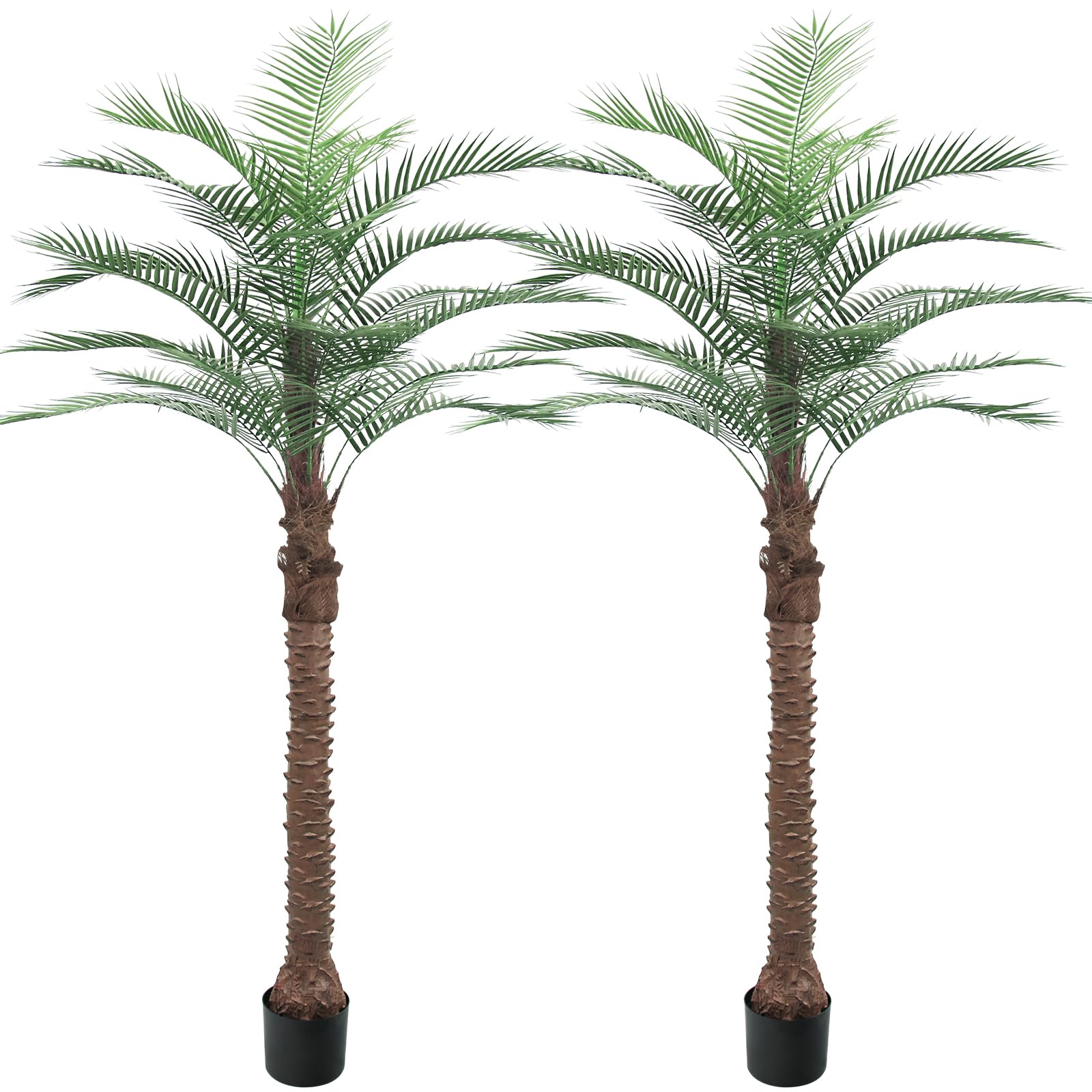 2 Pack 7ft Artificial Sago Palm Tree - Realistic Fake Sago Palm Plants for Indoor & Outdoor Decor - Low Maintenance Tropical Faux Tree with Sturdy Base - UV Resistant, Lifelike Design - Perfect for Home, Office, Patio, Poolside & Garden Landscaping