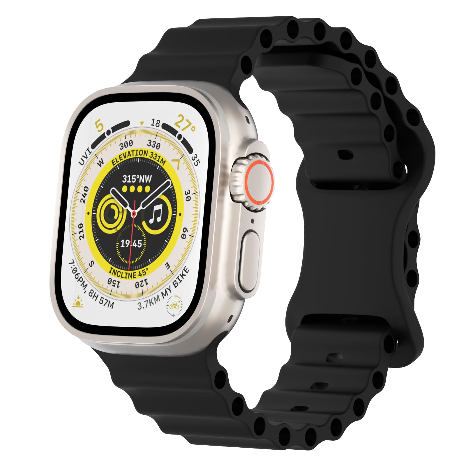 Ocean Silicone Bands for Apple Watch - Compatible with 49mm 45mm 44mm 42mm 41mm 40mm 38mm iWatch Ultra Series 9/8/7/SE/6/5/4/3/2/1 - Breathable Adjustable Sport Strap for Women & Men - Perfect for Running, Swimming, Workouts & Daily Wear