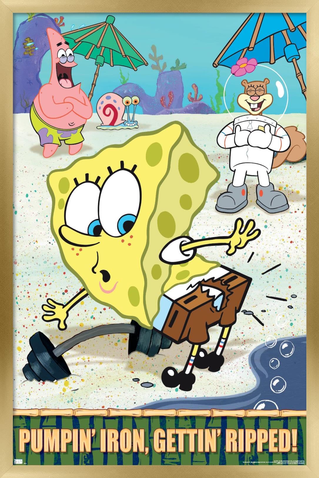 Trends International Nickelodeon SpongeBob SquarePants Ripped Wall Poster - 14.725 x 22.375 Inches Gold Framed Art Print - Perfect for Kids' Rooms, Game Rooms & Teen Decor