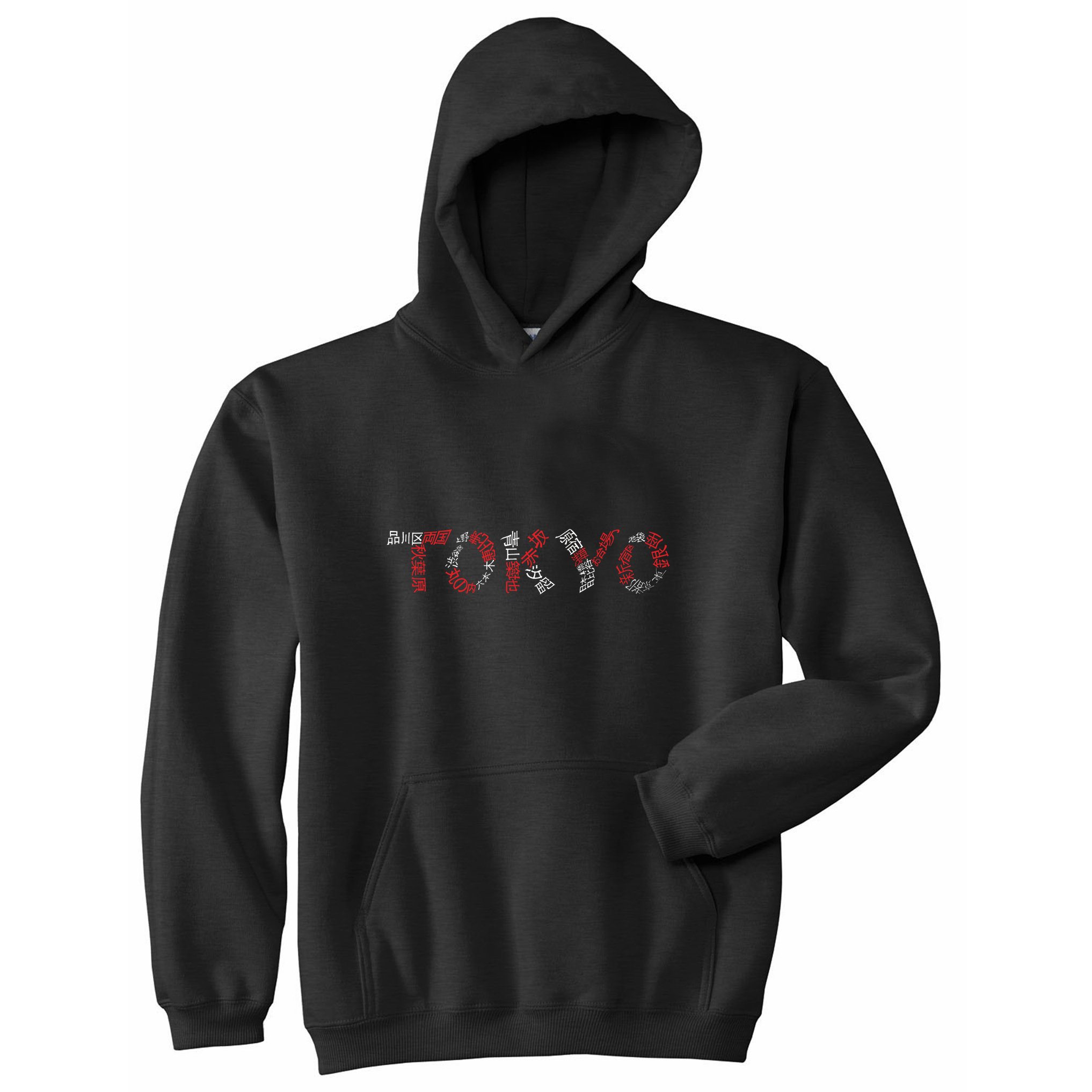 LA POP ART Men's Word Art Hooded Sweatshirt - Tokyo Neighborhoods Graphic Pullover | Urban Streetwear Fashion for Casual Wear & Travel