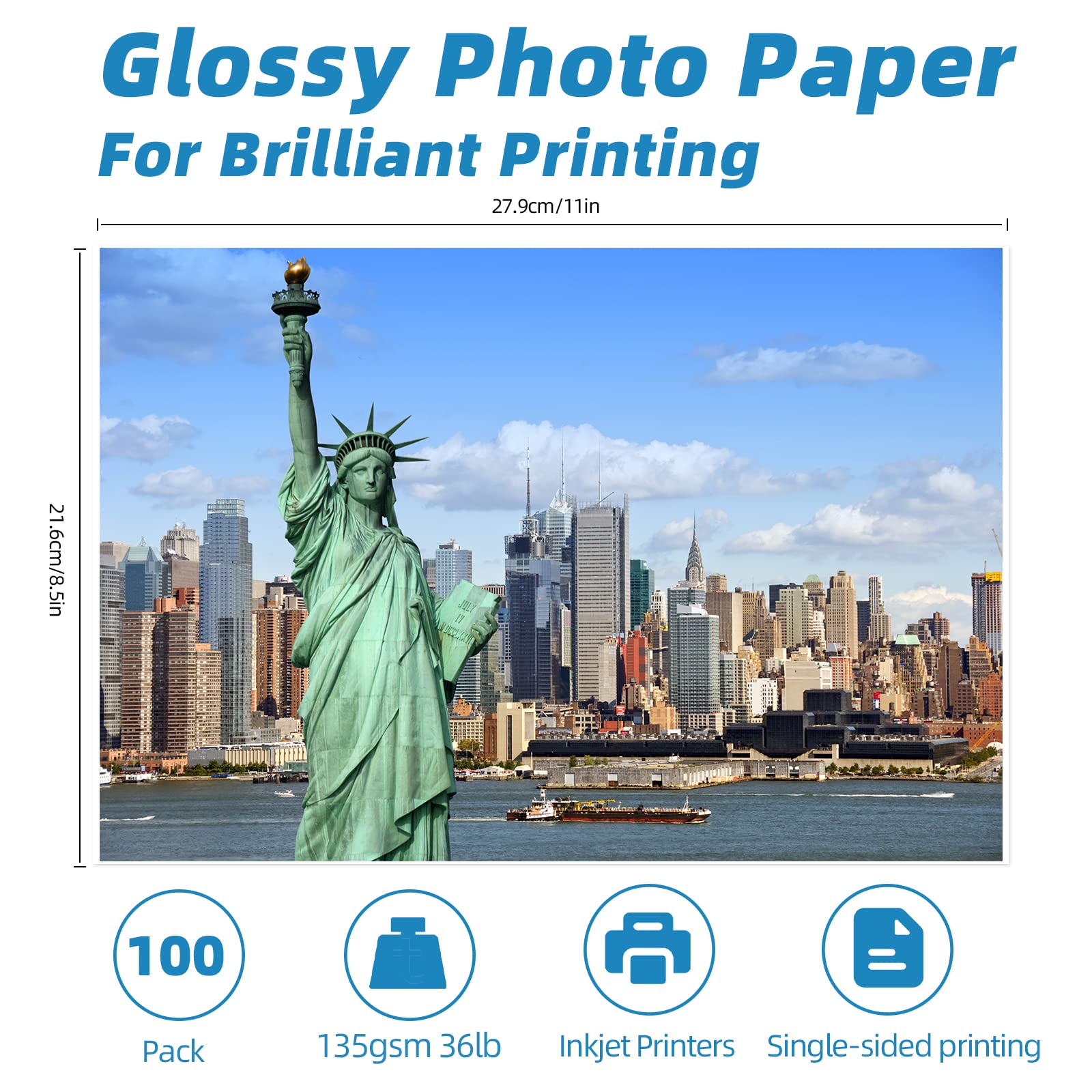 Uinkit 100 Sheets Thin Matte Presentation Paper - 8.5x11, 38lb/140gsm, Double-Sided for Inkjet Printers - Premium Glossy & Matte Photo Paper (135gsm/35lbs) - Ideal for Professional Presentations, Photo Printing, and Creative Projects
