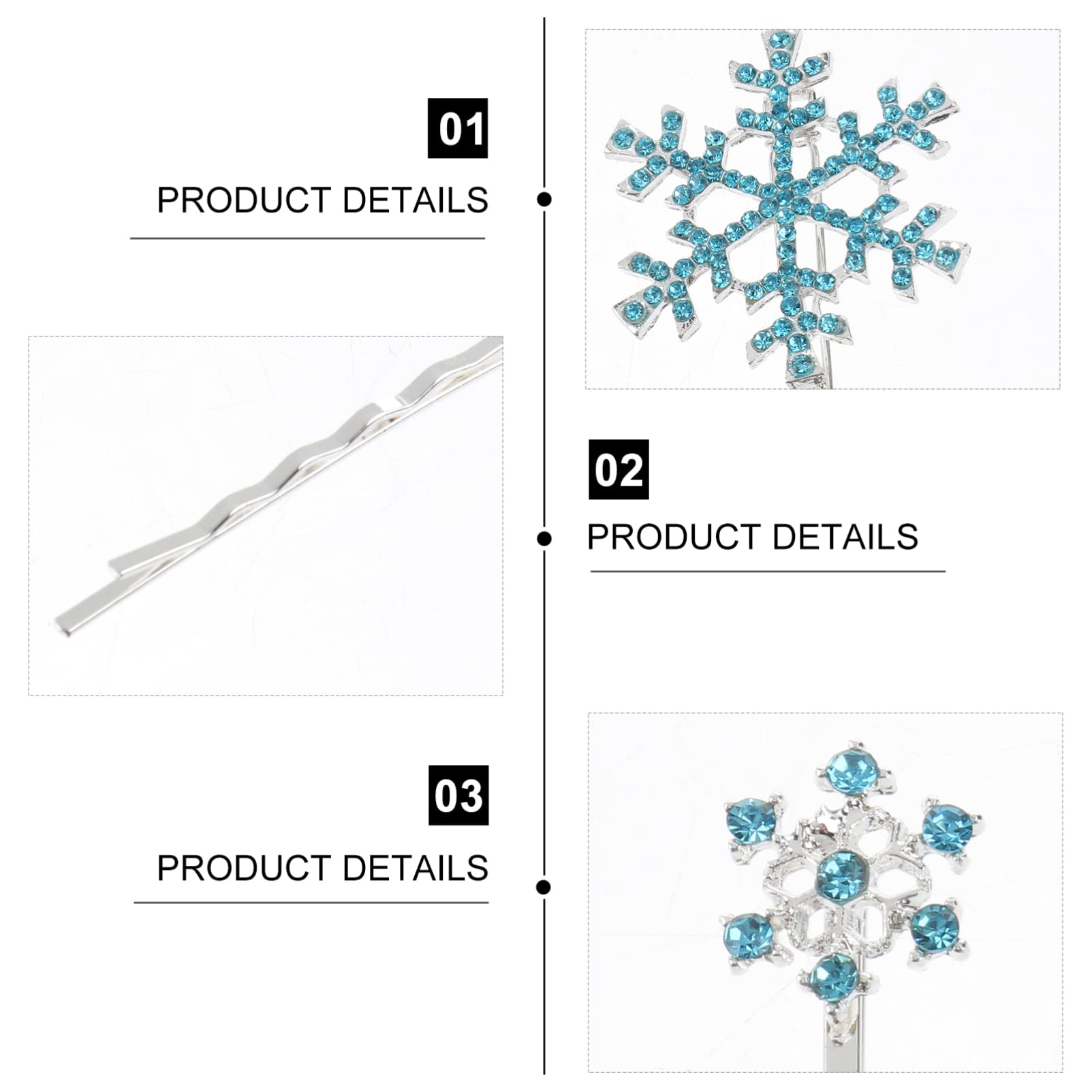 Snowflake Hair Clips for Girls - 6pcs Set of Winter-Themed Barrettes & Decorative Hair Accessories for Parties, Holidays & Everyday Wear