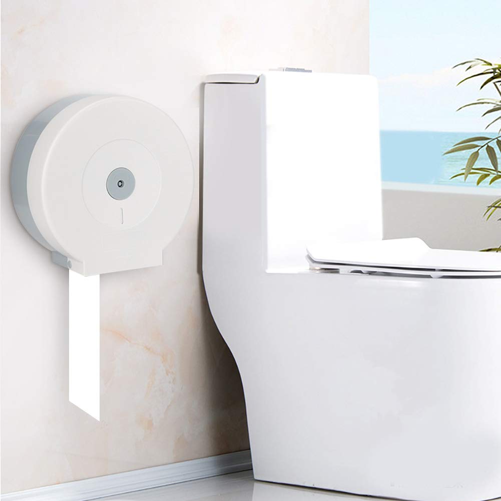 White Plastic Paper Towel & Toilet Tissue Holder - Round Bathroom Organizer for Smartphones, Baby Wipes & Home Essentials | Perfect for Kitchen, Bathroom & Nursery Organization
