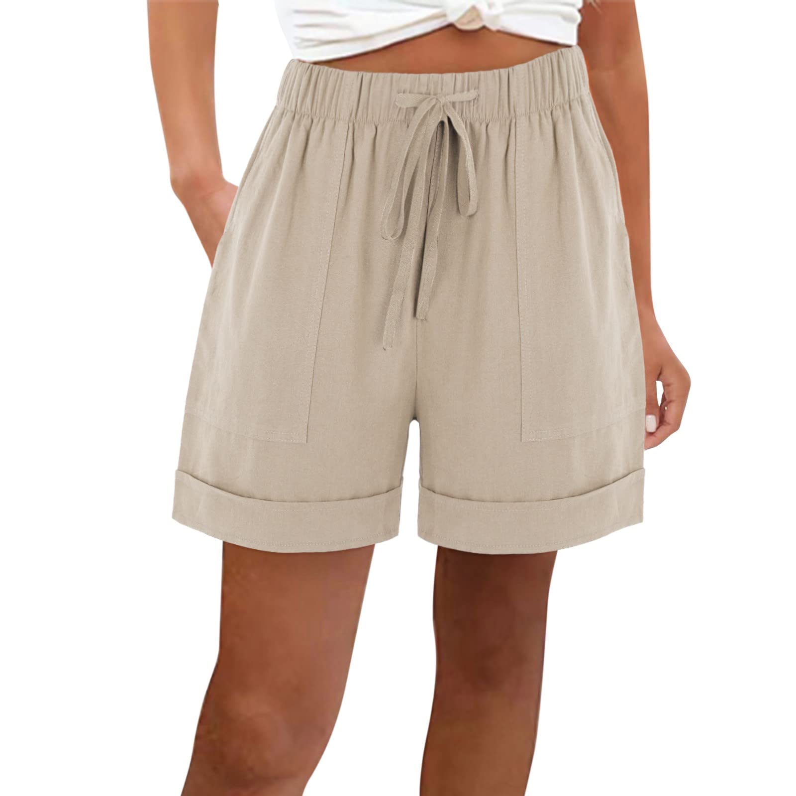 Women's Casual Wide Leg Shorts - Drawstring Waist Athletic Beach Shorts with Pockets for Summer Outings