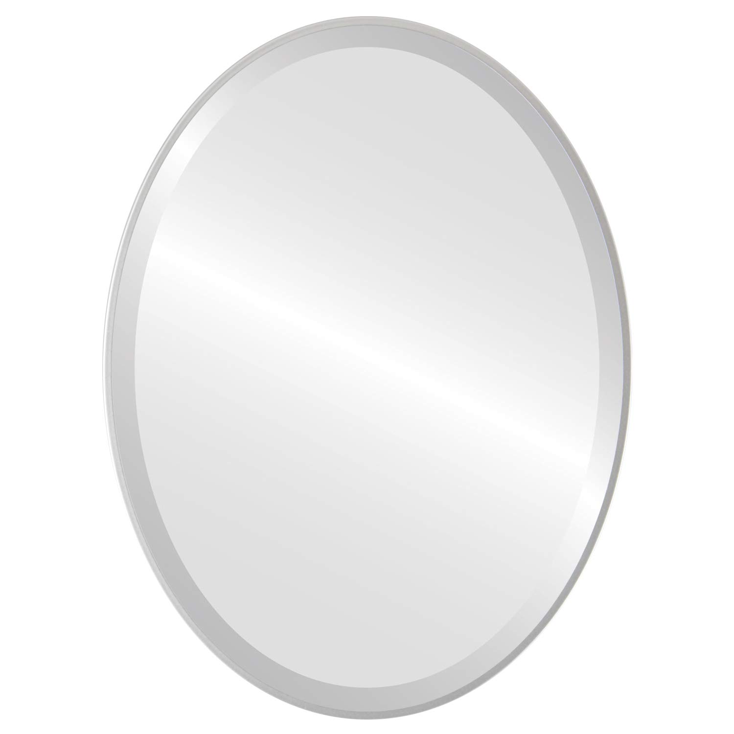 OVALCREST - 22.6x28.6 Inch Oval Wooden Beveled Wall Mirror with Silver Spray Finish - Modern Home Decor for Bathroom, Vanity, Bedroom, Living Room & Hallway - Singapore Style Design - Perfect for Makeup, Dressing & Interior Decoration