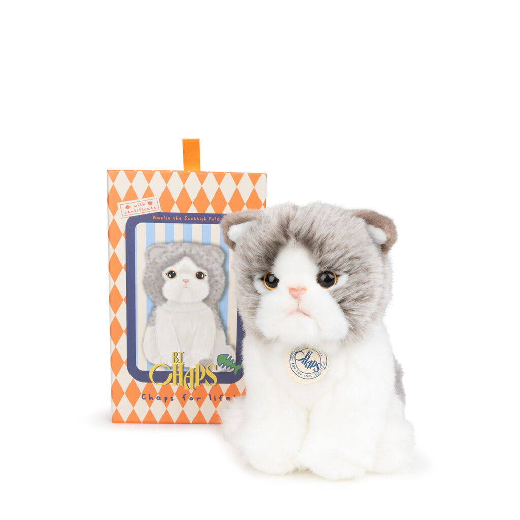B.T. Chaps Amelie The Scottish Fold Cat Plush Toy in Gift Box - 17cm (6.5 inch) Cute Stuffed Animal for Kids & Cat Lovers - Perfect Gift for Birthdays, Valentine's Day & Christmas