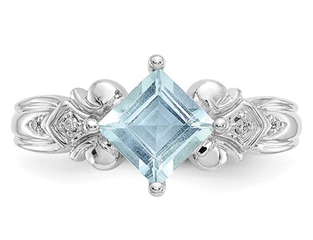 1.00ctw Natural Aquamarine Ring in 10K White Gold for Wedding & Gift