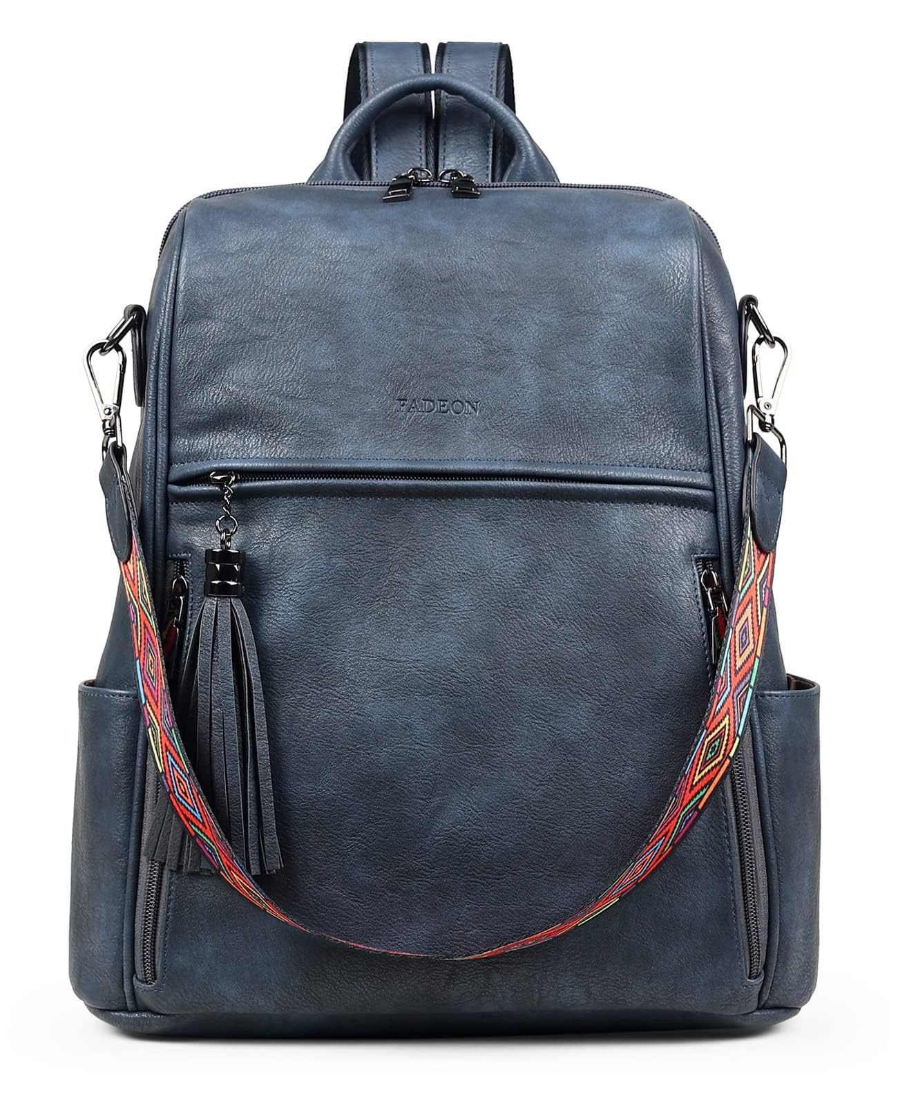 FADEON Women's Leather Backpack Purse - Fashion PU Shoulder Bag with Tassel for Travel & Work