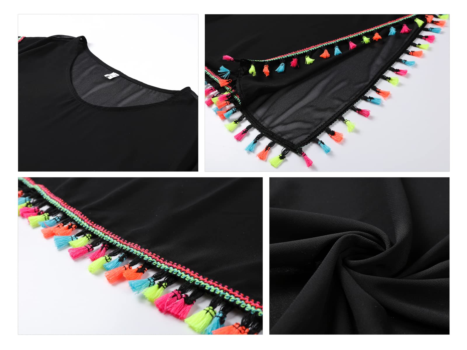Stylish Women's Chiffon Tassel Swimsuit Cover Up - Sexy Beach Bikini Bathing Suit for Summer Vacation & Pool Party