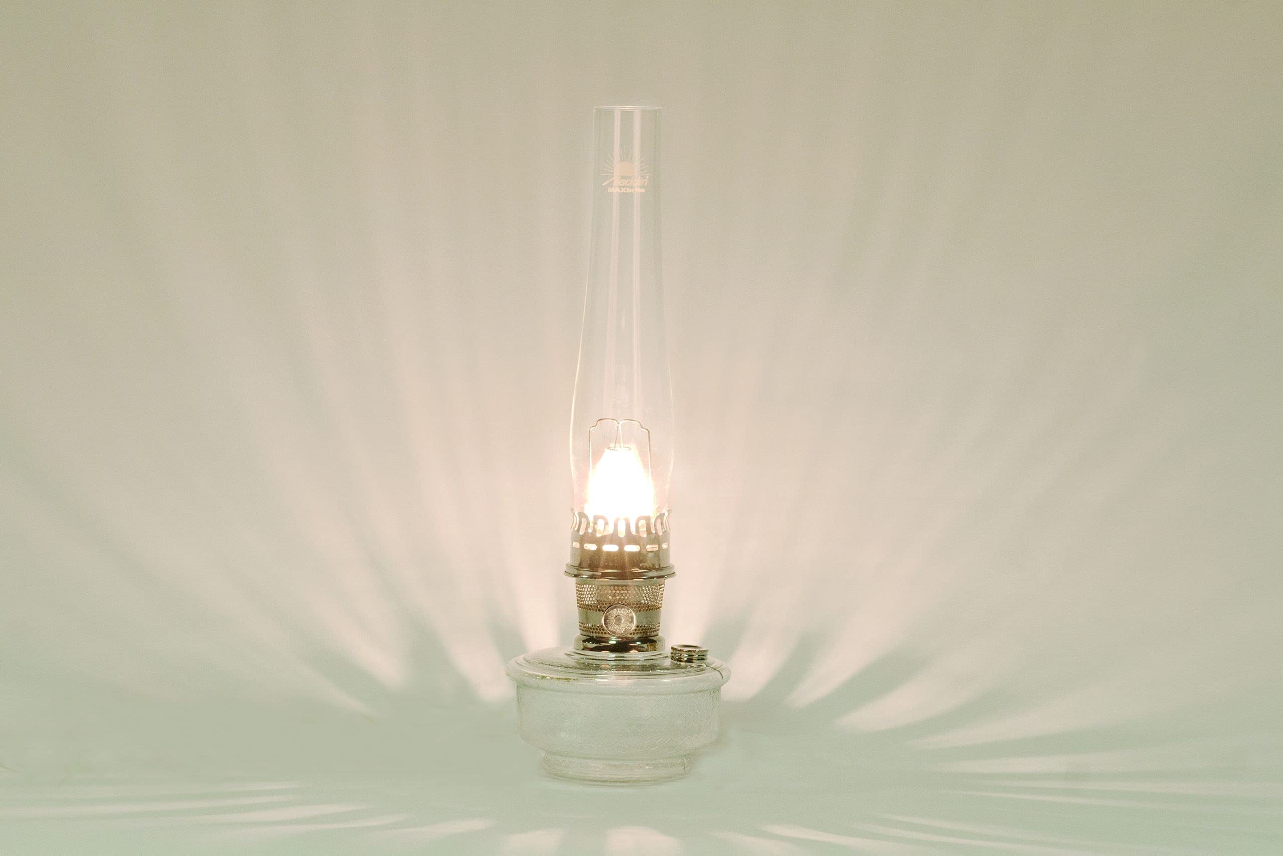 Aladdin Genie III Oil Lamp - Vintage Indoor Emergency Light for Shelves, Tables & Hanging - Clear Glass Bowl with Nickel Burner - Perfect for Power Outages, Camping & Home Decor
