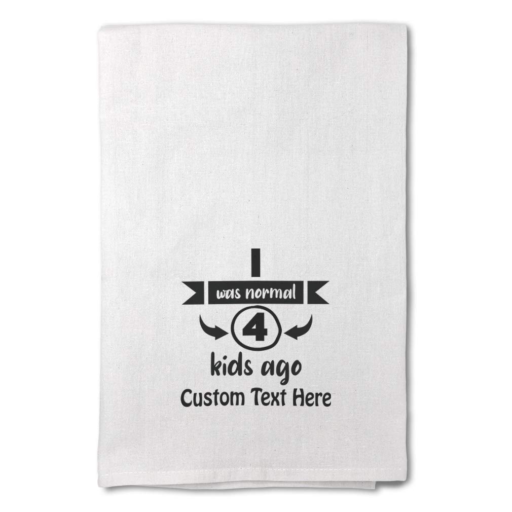 Custom Printed Mother's Day Kitchen Towels - Funny 'I Was Normal 4 Kids Ago' Dish Towels - Flour Sack Cotton Cleaning Towels for Parents - Personalized Text Home Decor - Perfect for Gifts, Kitchen Decor & Housewarming